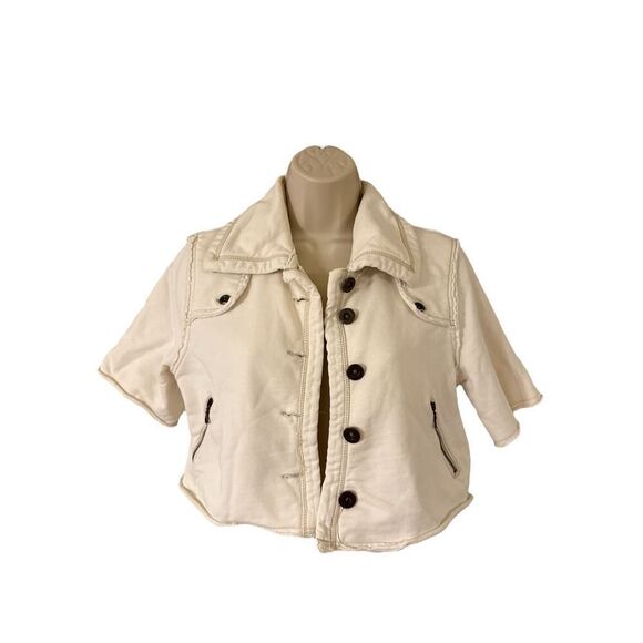 Millard Fillmore Cream Jacket Cropped Short Sleeve Girls Large - Picture 1 of 8